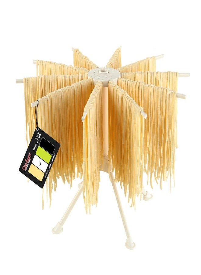 Cambom Collapsible Pasta Drying Rack - Spaghetti Noodle Drying Rack with 10 Bar Handles White - Image 1