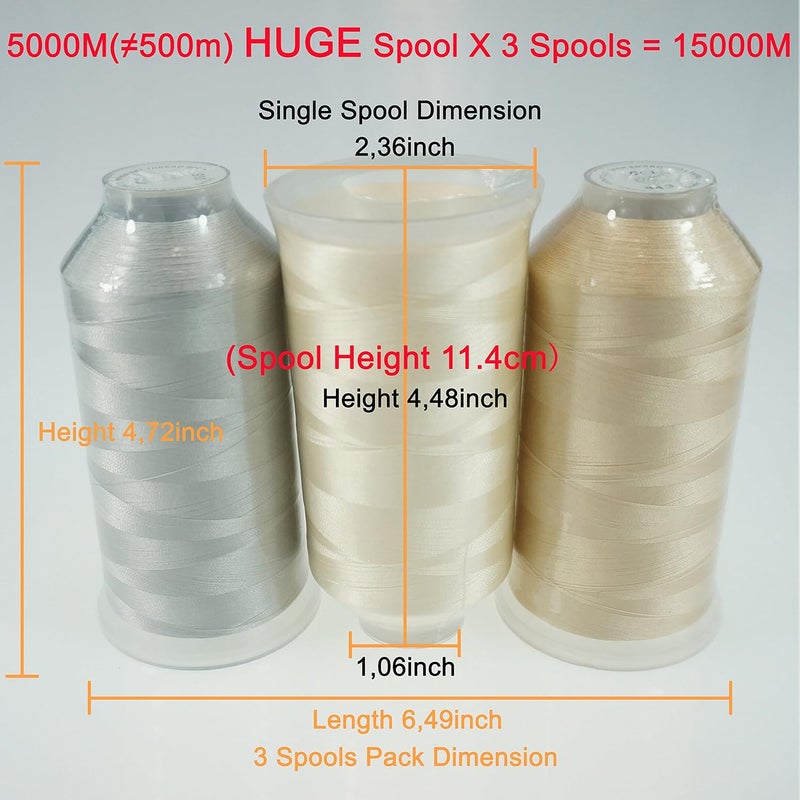 New brothreads - 40 Options- Various Assorted Color Packs of Polyester Embroidery Machine Thread Huge Spool 5000M for All Embroidery Machines -Neutral Colors - Image 2