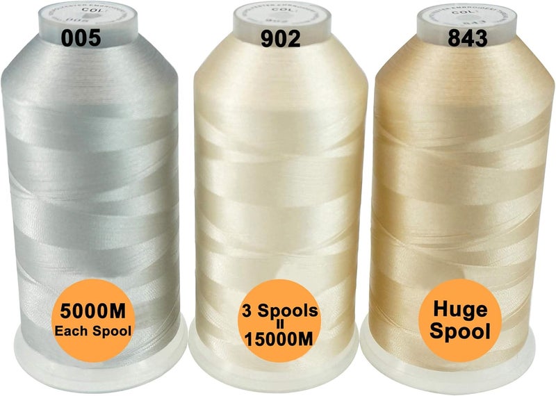 New brothreads - 40 Options- Various Assorted Color Packs of Polyester Embroidery Machine Thread Huge Spool 5000M for All Embroidery Machines -Neutral Colors - Image 1