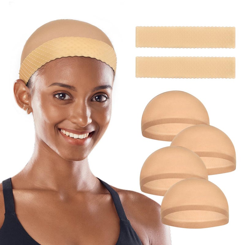 Yuest 2 Pcs Silicone Wig Grip Band for Lace Front, Adjustable Wig Gripper Headband for Women (Beige) - Image 1