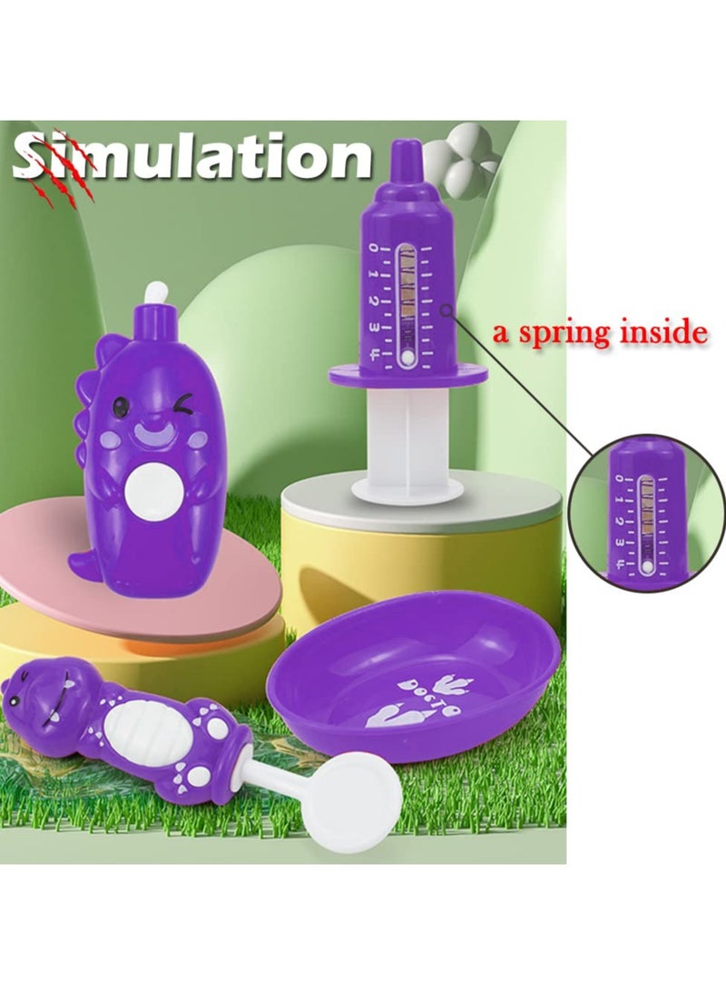 SOLARAE 10PCS Plastic Dinosaur Simulation Dentist Play Set Animation Medical Kit Pretend Toy for Kids Hygienic Habbit Cultivation Role Game Children 5 Models 4 Colors OPP Bag Packaging - Image 3