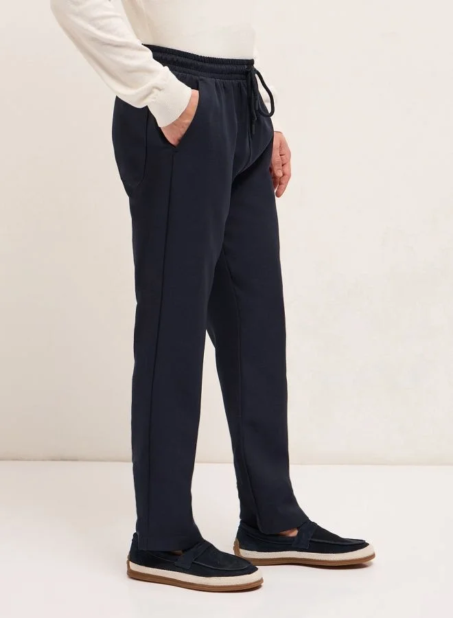 THE BEAR HOUSE Men's Navy Classic Korean-Inspired Elastic Waist Casual Trouser Versatile Office and Travel Pants Comfortable Fit for Everyday Use Easy to Style Bottomwear for Work Weekend and Outings