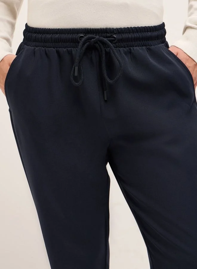THE BEAR HOUSE Men's Navy Classic Korean-Inspired Elastic Waist Casual Trouser Versatile Office and Travel Pants Comfortable Fit for Everyday Use Easy to Style Bottomwear for Work Weekend and Outings