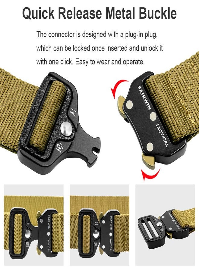 FAIRWIN Tactical Rigger Belt, 1.7” Nylon Webbing Belt with V-ring Heavy-Duty Quick-Release Buckle (Brown, S(Waist 30''-36''Width 1.7'')) - Image 4