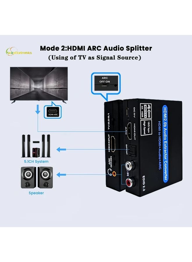 V8D Color 4K60Hz HDTV Audio Extractor Adapter with Fiber Optic Toslink SPDIF 3 5mm USB Powered 1080P 3D Support - Image 2