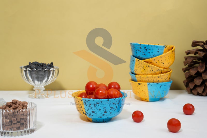 P-PLUS INTERNATIONAL Ceramic Soup, Dessert Bowl | Hand Painted Serving Bowls | for Cereal, Pasta, Snacks, Salad, Dinner Bowls | Dishwasher & Microwave Safe | 150 ML 10 CM (Multi, 6 Pc) - Image 5