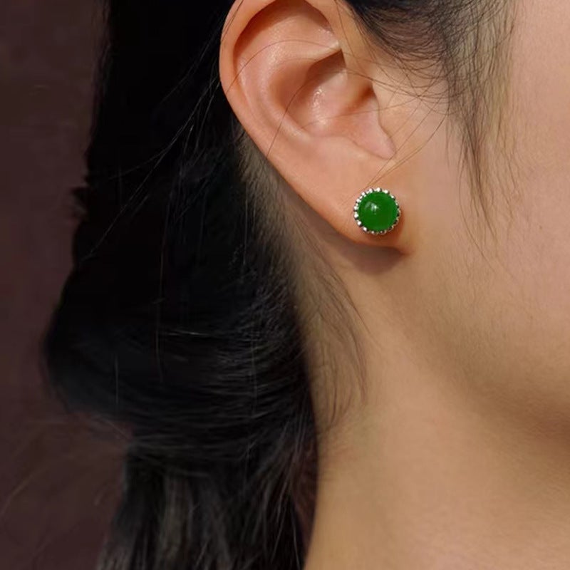 New Chinese Style S925 Ear Needle Hollow Base Inlaid Multicolor Agate Beads Earrings Elegant Simple All-Match Earrings - Image 4