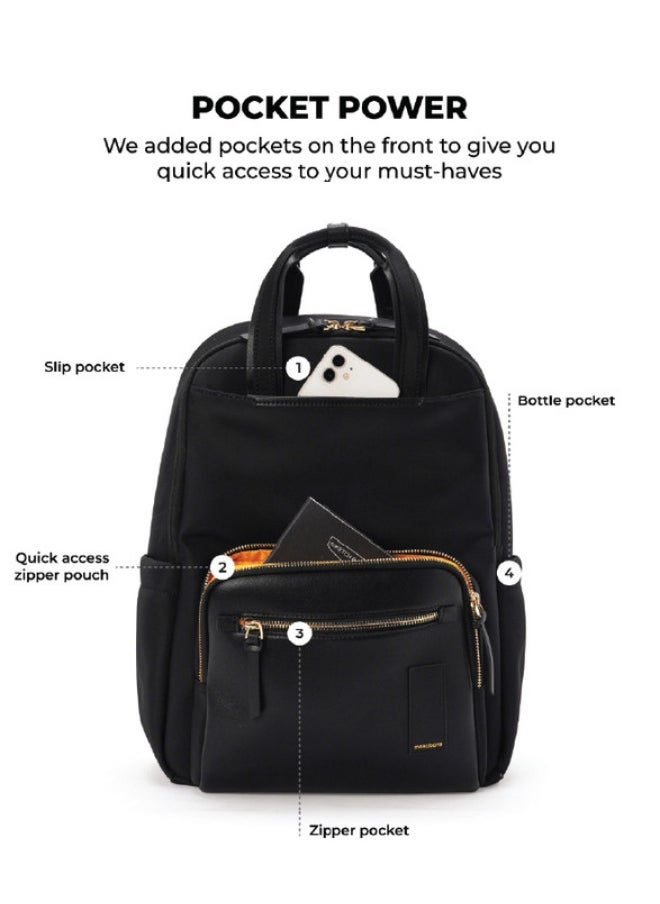 Mokobara MOKOBARA The Sundae Backpack Soft Nylon Water-Resistant 15" Laptop Bag with Luggage Sleeve for Work, Travel, and Daily Use for Women Black  - Image 4