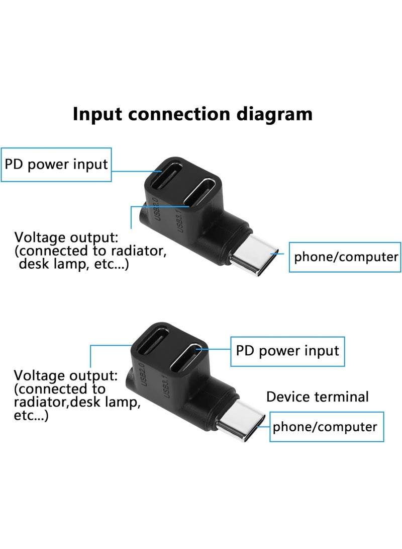 Bukela USB Type C to 2 3.1 C Adapter PD100W 90 Degree Dual Male Female Charging Connector for Smartphones, Laptops, Tablets, Steam Platform, Black - Image 5
