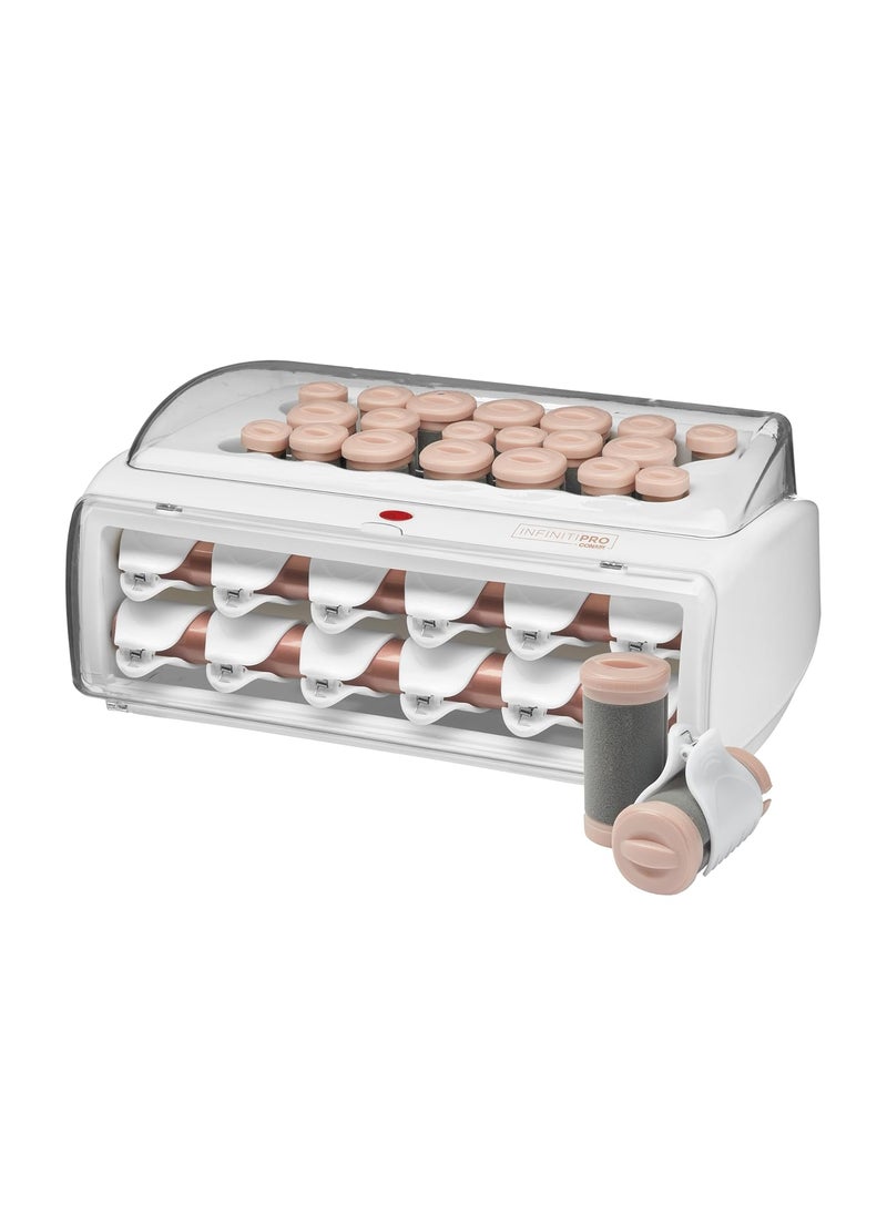 CONAIR INFINITIPRO BY CONAIR Ceramic Flocked  Hot Rollers for Long Medium and All Hair  Hair Curler  Hair Roller Clips Included  1 14inch 1inch and 34inch Rollers  - Image 1