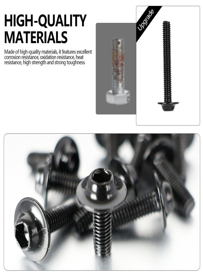 MOCODUO 195Pcs M5 M6 Motorcycle Fairing Bolt Kit Stainless Steel Windscreen Screws Fastener Clips Universal for Sportbike Kawasaki Suzuki Honda Yamaha BMW Ducati GSXR Motorcycle Accessories Black - Image 5