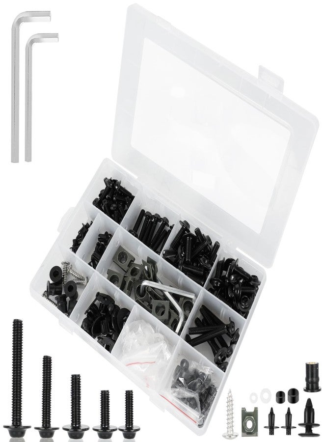 MOCODUO 195Pcs M5 M6 Motorcycle Fairing Bolt Kit Stainless Steel Windscreen Screws Fastener Clips Universal for Sportbike Kawasaki Suzuki Honda Yamaha BMW Ducati GSXR Motorcycle Accessories Black - Image 2