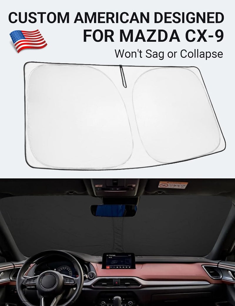 Proadsy 2024 Upgrade Front Windshield Sun Shade Foldable Sunshade Protector Custom Fit 2016-2024 Mazda CX-9 CX9 Sport Utility SUV Accessories - Image 2