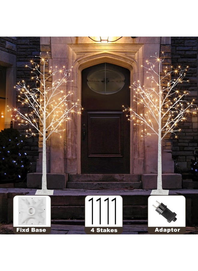 Generic - White Birch Tree With 288 Led Fairy Lights Warm White Prelit Tree For Home Indoor Party Wedding Holiday Outdoor Decorations - Image 1
