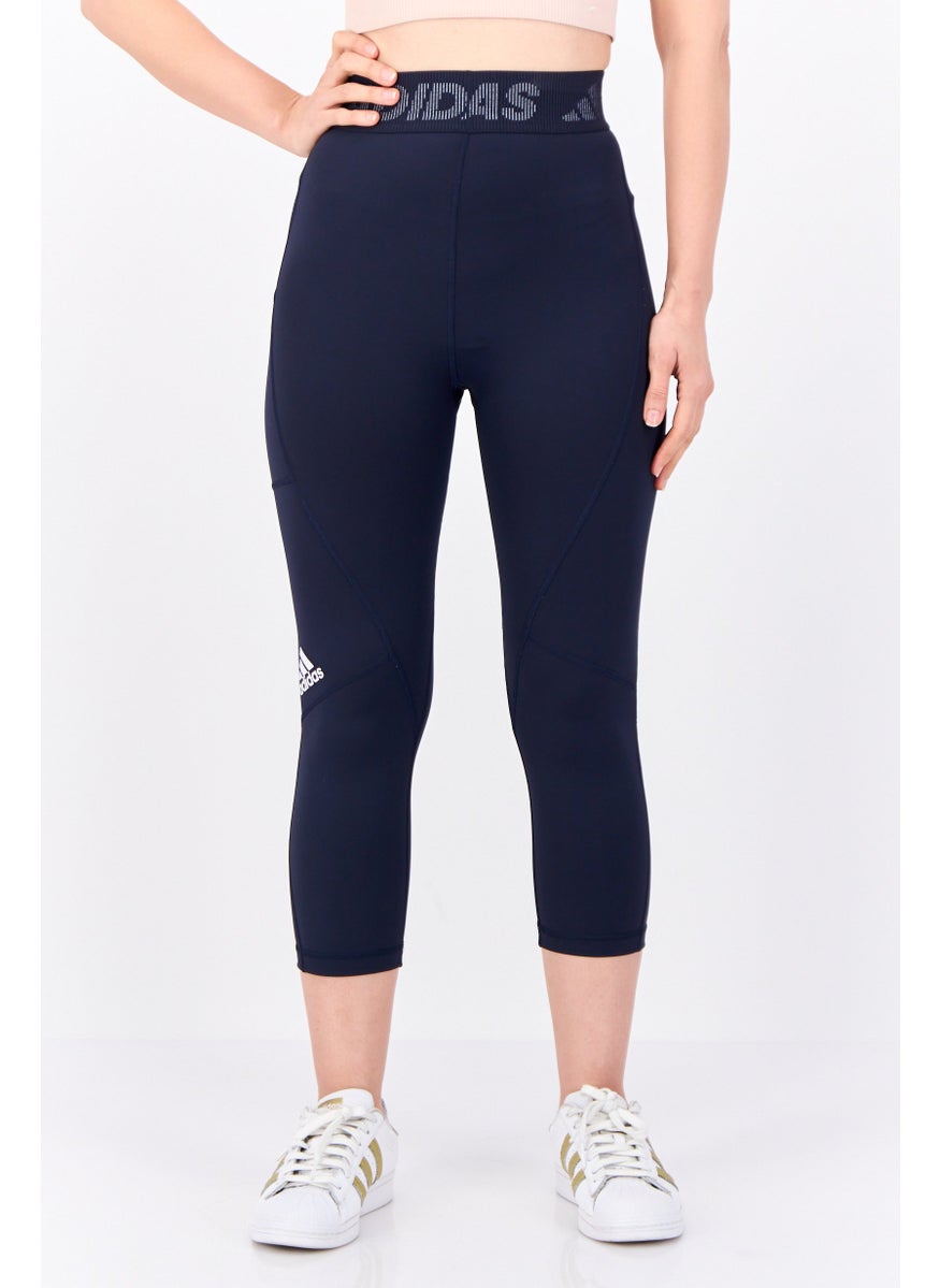 Adidas Women Tight Fit Brand Logo Training Leggings, Navy Blue  - Image 1