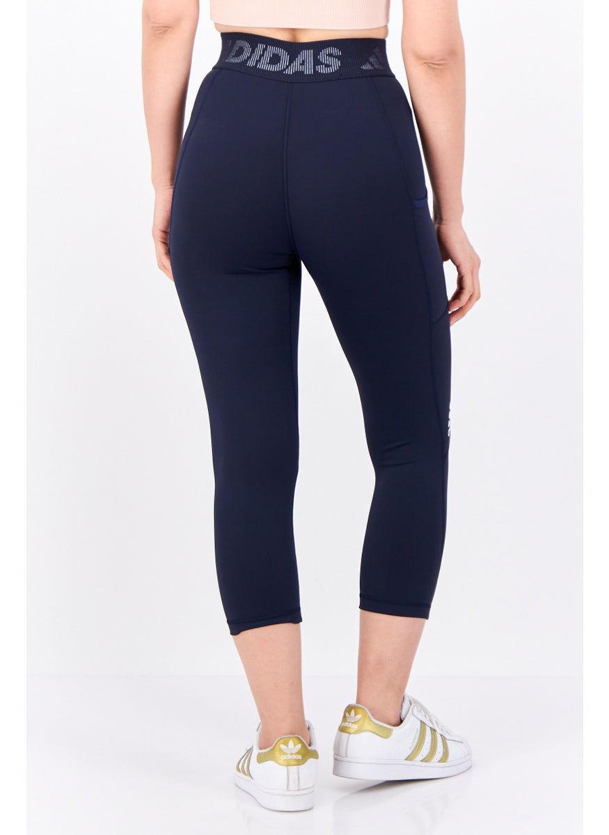 Adidas Women Tight Fit Brand Logo Training Leggings, Navy Blue  - Image 3