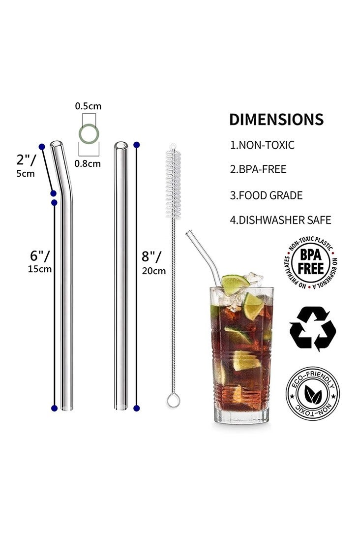 8 Pcs Reusable Glass Straws, 8"x8mm Eco-friendly Drinking Straws for Smoothie, Milkshakes, Tea, Juice, Cocktail Straws, Multi-Color Mixed - Image 3