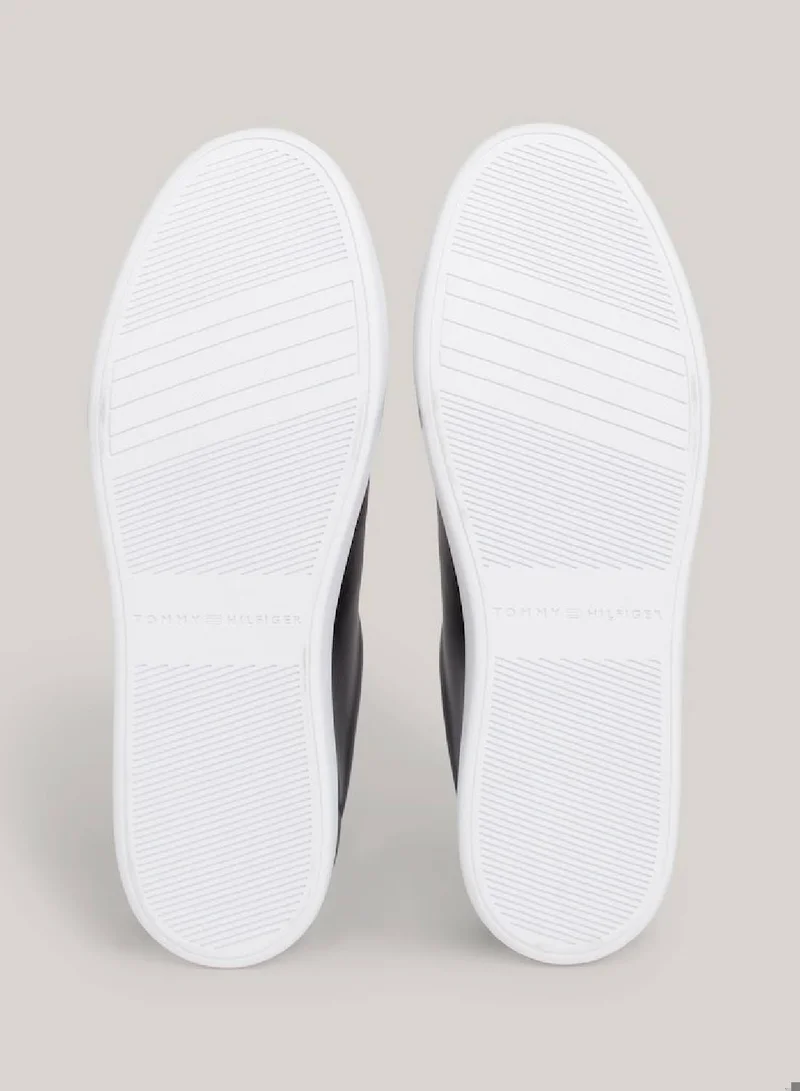 TOMMY HILFIGER Women's Flag Leather Court Trainers -  Leather upper, Black