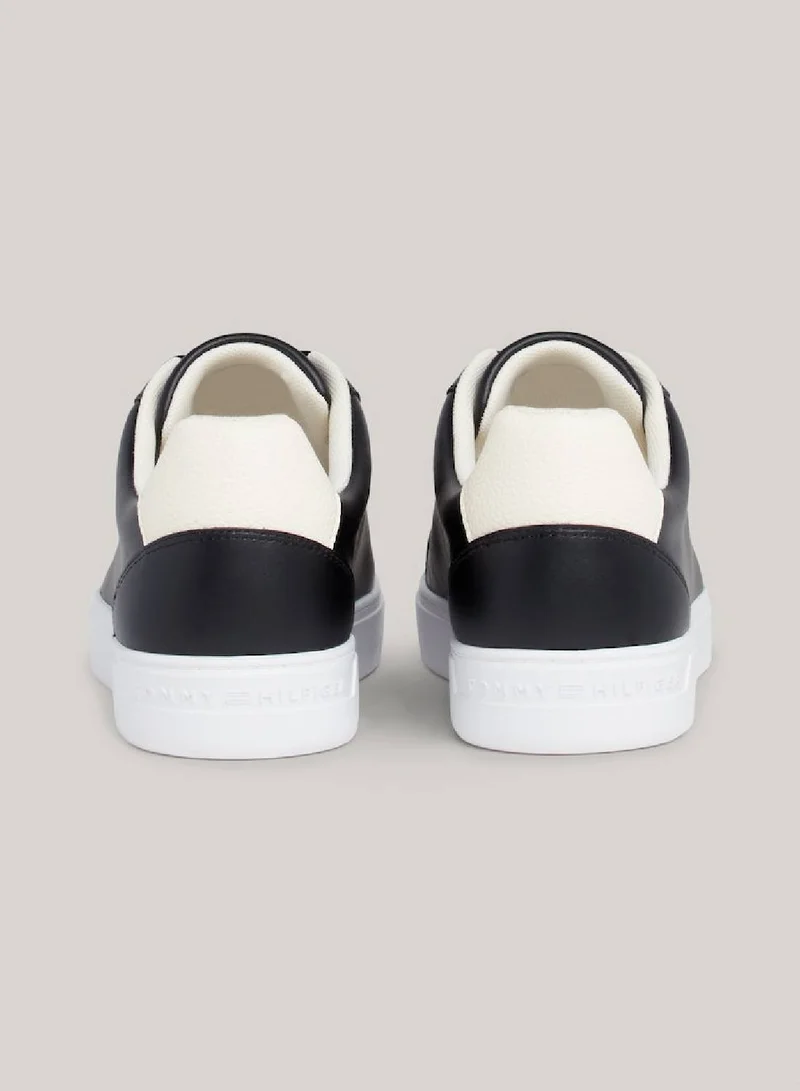 TOMMY HILFIGER Women's Flag Leather Court Trainers -  Leather upper, Black