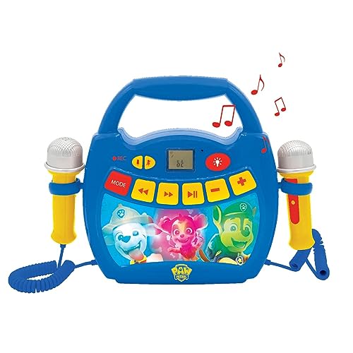 LEXiBOOK Paw Patrol Portable Karaoke Digital Player for Kids Microphones Light Effects Bluetooth Record and Voice Changer Functions Rechargeable Battery Bluered MP320PAZ - Image 3