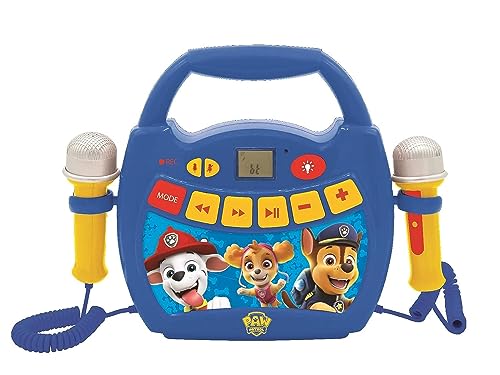 LEXiBOOK Paw Patrol Portable Karaoke Digital Player for Kids Microphones Light Effects Bluetooth Record and Voice Changer Functions Rechargeable Battery Bluered MP320PAZ - Image 1