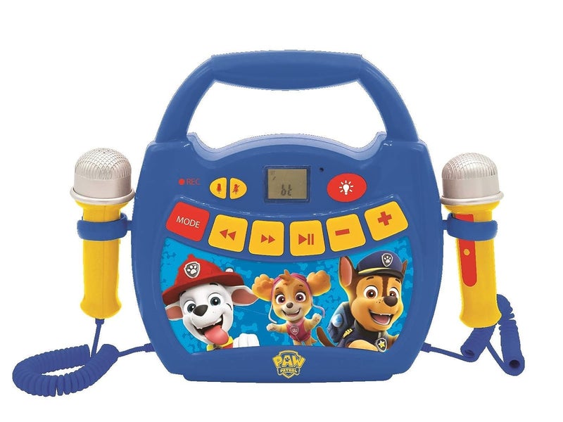 LEXiBOOK Paw Patrol Portable Karaoke Digital Player for Kids Microphones Light Effects Bluetooth Record and Voice Changer Functions Rechargeable Battery Bluered MP320PAZ - Image 2