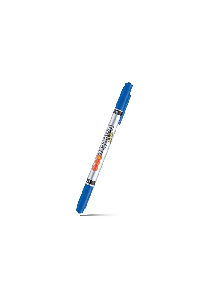 Monami Permanent Marker Twin Name Pen Blue Pack Of 12 Markers Monami - Image 1