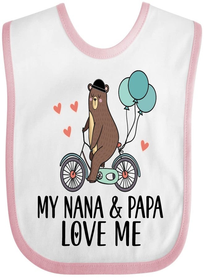 inktastic My Nana Papa Love Me Grandchild Baby Bib White and Pink 2df9d - Image 1