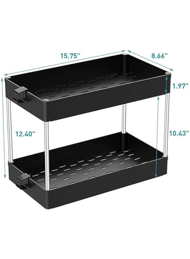 HOOKOR Under Sink Organizer, Under Bathroom Sink Storage 2 Tier Organizer Bath Collection Baskets with Hooks, Multi-purpose Under Sink Storage for Bathroom Kitchen (Black) - Image 3
