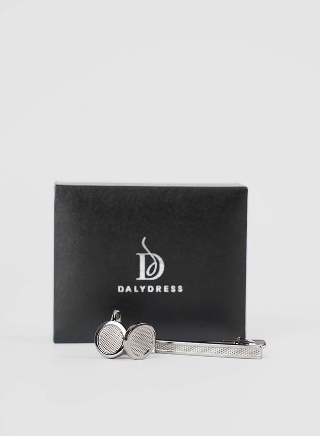 Dalydress Men Tie Clip + Cuff-Link Set Gunmetal - Image 1