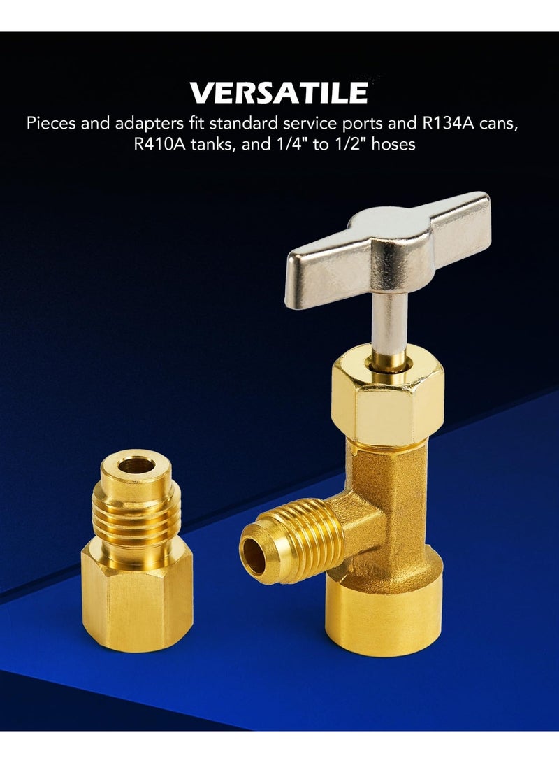 "10PCS, AC Adapter Tool Kit, AC Gauge Hose Conversion Adapters Including R134A Can Tap, R134A Quick Couplers, R410 Adapters, Tank Adapter and Valve Core Remover "  - Image 4