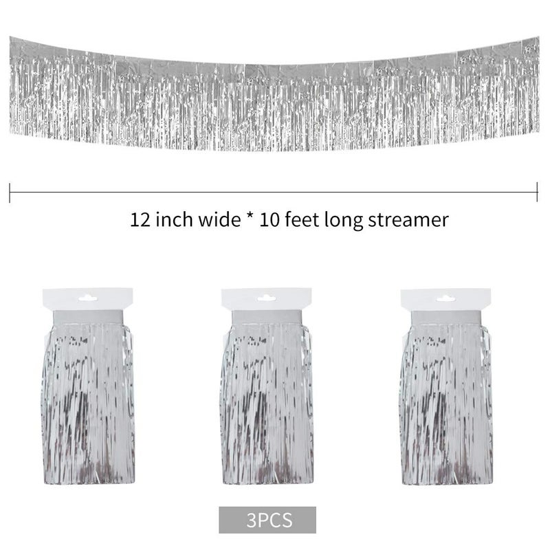 BEISHIDA 3 Packs 30 Feet Metallic Foil Fringe Garland Tinsel Streamers - Image 2