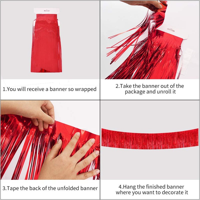 BEISHIDA 3 Packs 30 Feet Metallic Foil Fringe Garland Tinsel Streamers - Image 3