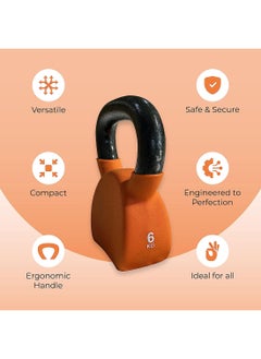 anythingbasic. Kettlebell of 6Kg (13.2LB) Includes 1 * 6Kg (13.2LB) | Material : Iron with Rubber Coat | Exercise, Fitness and Strength Training Weights at Home/Gym | Unisex  - Image 2
