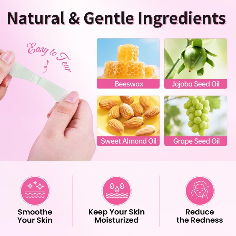 Beauty7 Lip Wax Strips Facial Wax Strips Hair Removal Wax Strips for Sensitive All Skin Types Women 20 pcs with Pearl Powder Essential Oil - Image 3
