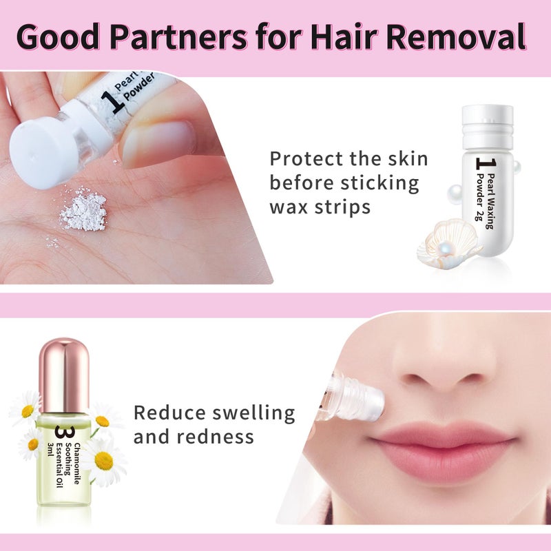 Beauty7 Lip Wax Strips Facial Wax Strips Hair Removal Wax Strips for Sensitive All Skin Types Women 20 pcs with Pearl Powder Essential Oil - Image 4