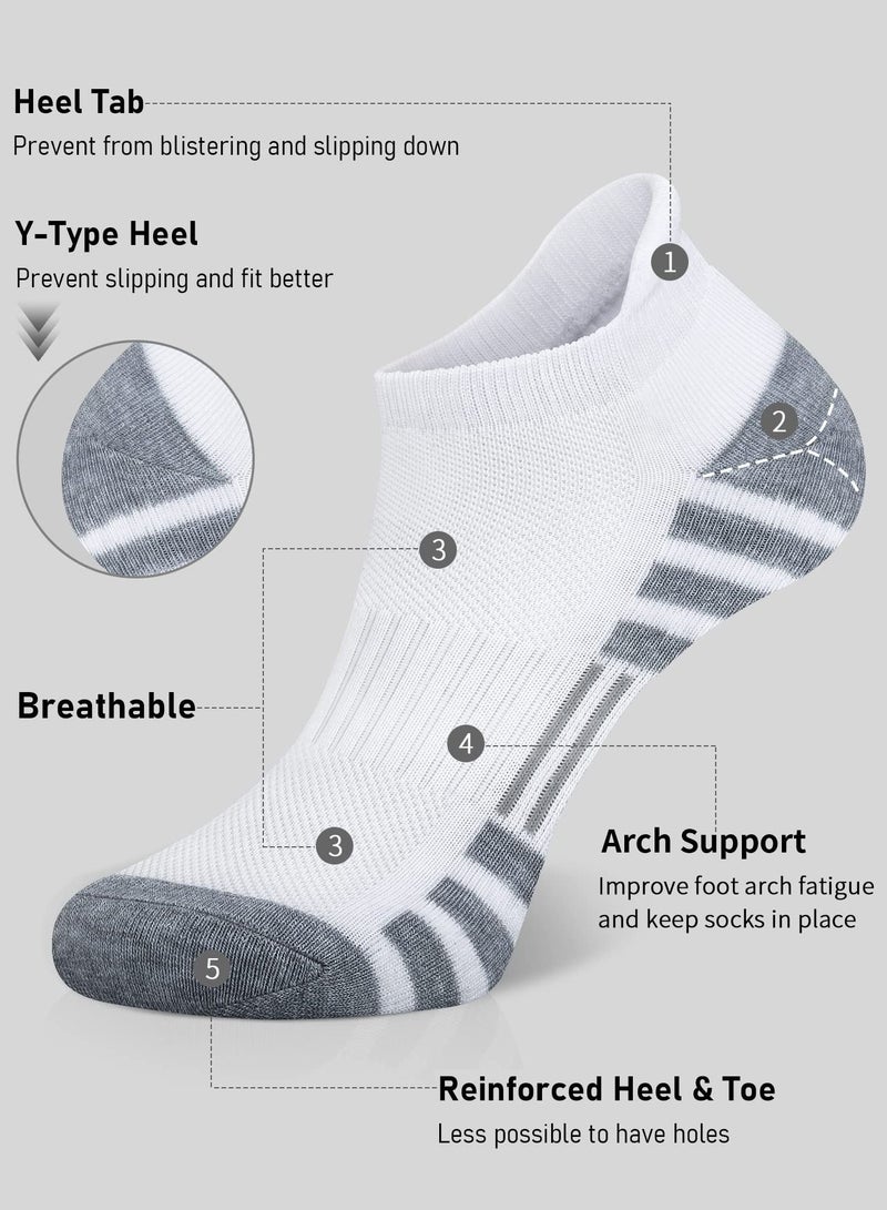 Excefore Ankle Athletic Running Socks Cushioned Breathable Low Cut Sports Tab Socks for Men and Women (6 Pairs) - Image 3