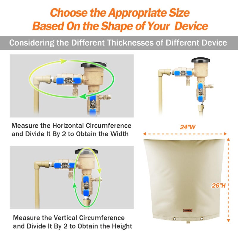 Tohonfoo Backflow Preventer Pipe Insulation Cover (5F) - Irrigation Sprinkler Valve Insulated Pouch - Water Well Pump Cover - Sturdy 5 Layers For Winter Freeze Protection  24"" W X 26"" H  Beige - Image 4