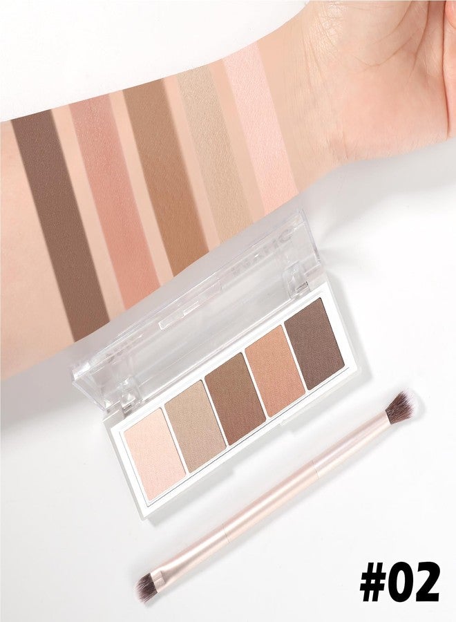 لسكسيا لوحة ظلال العيون غير اللامعة من LSxia بخمسة ألوان مع فرشاة - لوحة ظلال عيون بألوان محايدة، نيود، بني رمادي، مكياج عيون طبيعي مقاوم للماء بألوان باردة للعيون الخضراء والزرقاء والبنية، ومكياج سموكي، 02# - Image 4