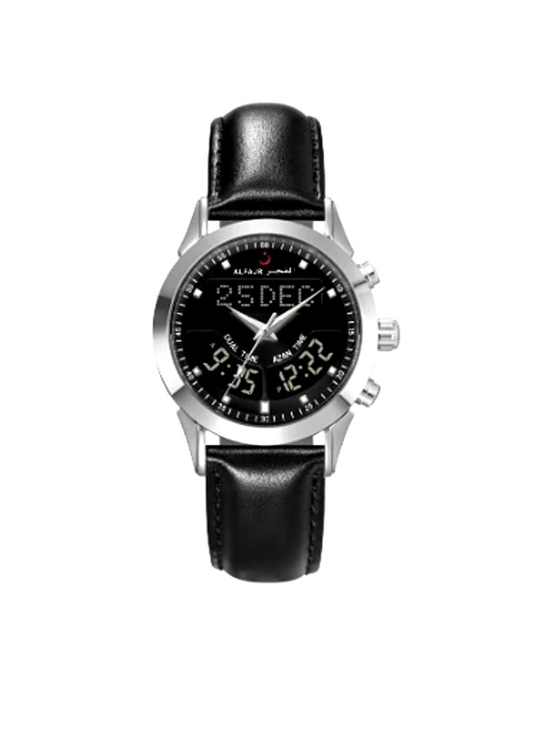 Al Fajr Men's Luxury Premium Black Leather Watch WA-10SBL