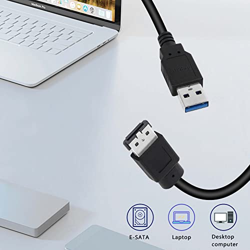 XMSJSIY USB to eSATA Adapter Cable 5Gbps USB 3.0 to Power eSATA Converter Cable 5V for HDD/SSD/ODD Laptop PC - 3 ft/1M - Image 4