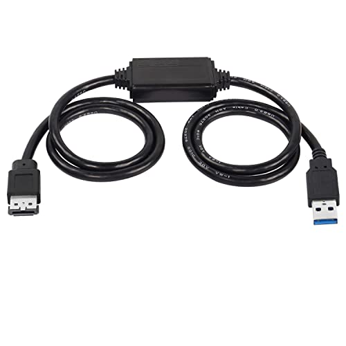 XMSJSIY USB to eSATA Adapter Cable 5Gbps USB 3.0 to Power eSATA Converter Cable 5V for HDD/SSD/ODD Laptop PC - 3 ft/1M - Image 1