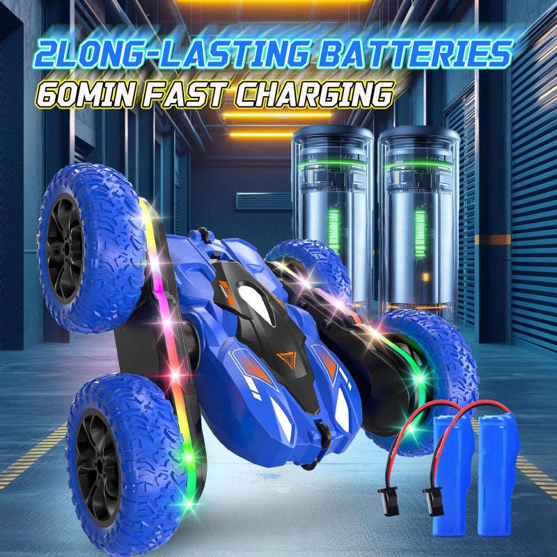Wedopro Remote Control Car for Kids, 2.4GHz 4WD Stunt RC Car with Double-Sided 360Â° Flips, Rechargeable LED Light Off-Road Toy Car for Boys Girls Ages 6-12 - Image 3