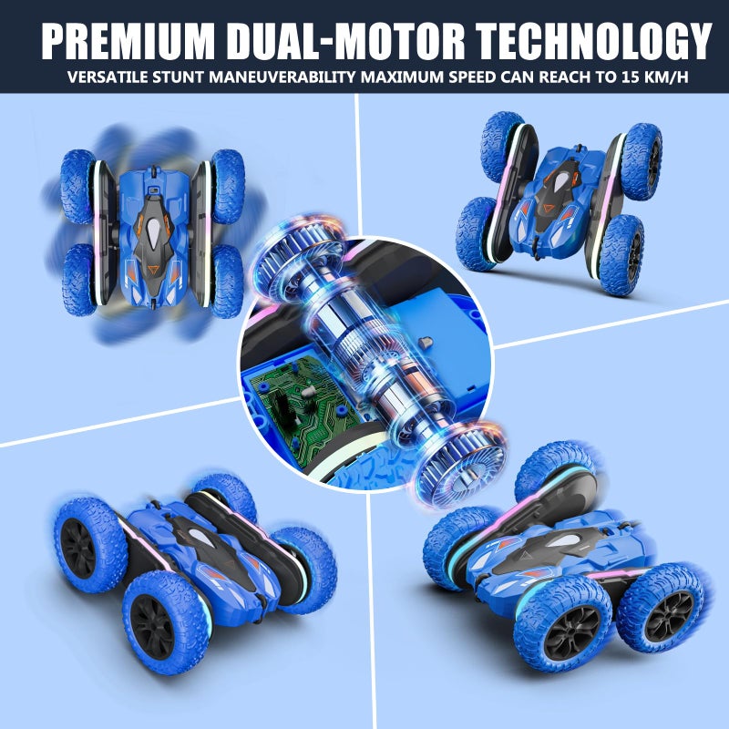Wedopro Remote Control Car for Kids, 2.4GHz 4WD Stunt RC Car with Double-Sided 360Â° Flips, Rechargeable LED Light Off-Road Toy Car for Boys Girls Ages 6-12 - Image 4