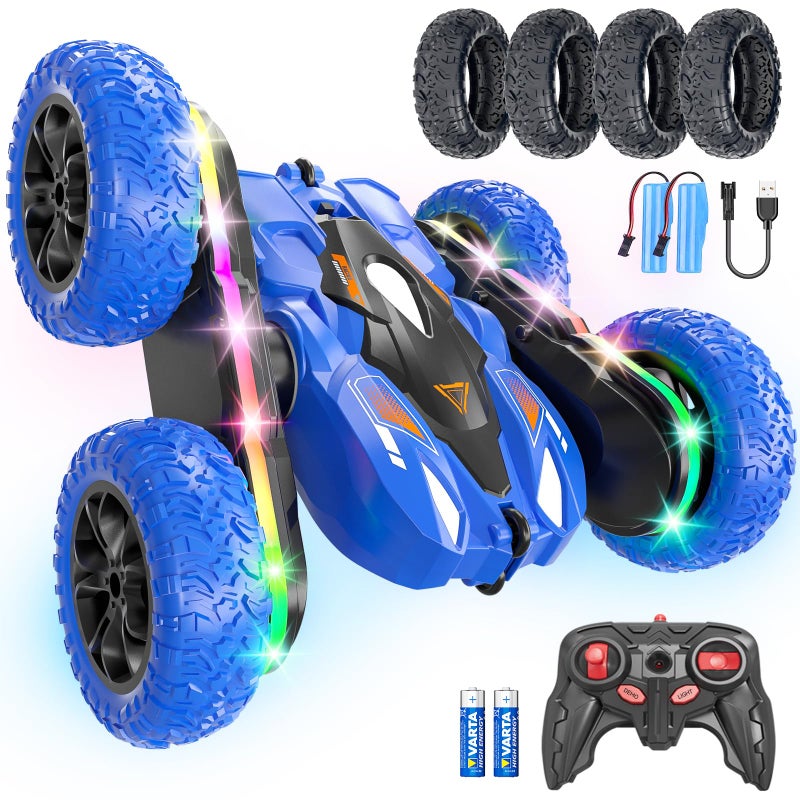 Wedopro Remote Control Car for Kids, 2.4GHz 4WD Stunt RC Car with Double-Sided 360Â° Flips, Rechargeable LED Light Off-Road Toy Car for Boys Girls Ages 6-12 - Image 1