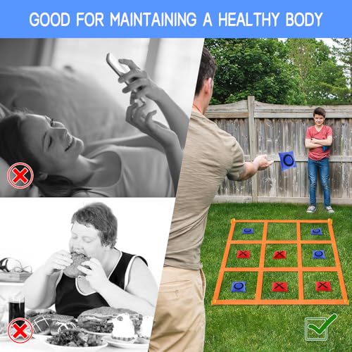 whumsdog Outdoor Giant Tic Tac Toe Games for Kids Adults, 4 Ft X 4 Ft Portable Tic Tac Toe Bean Bag Toss Game, Lawn Yard Game for Camping Family Reunion Carnival Field Day-Orange - Image 5