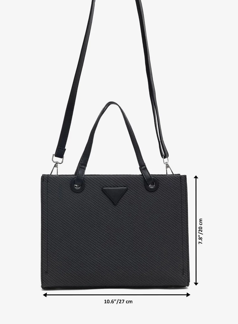 Khizana Black classic top handle satchel with strap for Women | Best Price UAE