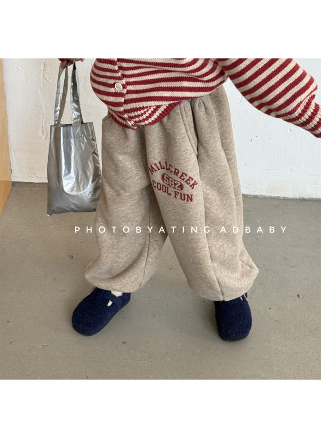 Autumn And Winter Kids Wear New Arrival Korean Style Fleece-lined Sweatpants Girls Pants Boys Trousers - Image 3