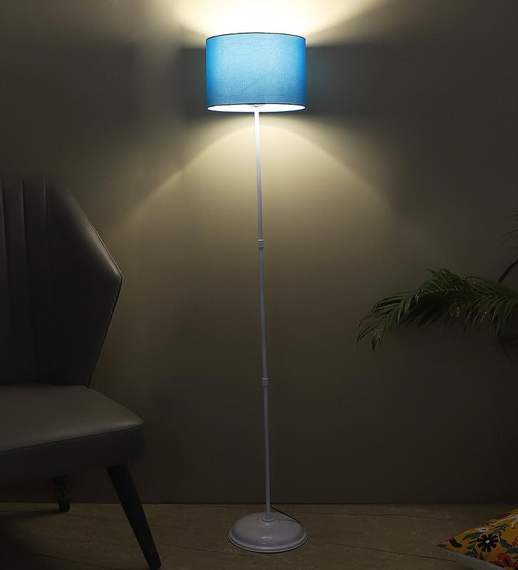 tu casa Metal Floor Lamp (Foldable) - Standing Lamp for Living Room & Bedroom, Elegant Home Decor Item, (Aqua Shade) - Image 1