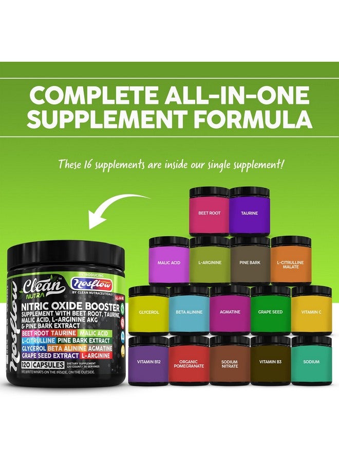 Clean Nutraceuticals مكملات أكسيد النيتريك للرجال من نوس فلو | جذر الشمندر، التورين، L-أرجينين، حمض الماليك، L-أرجينين، L-سيترولين، لحاء الصنوبر، الجلسرين، الأجمتين، بذور العنب، فيتامين C، فيتامين B12، فيتامين B3 من كلين نوترا - Image 2